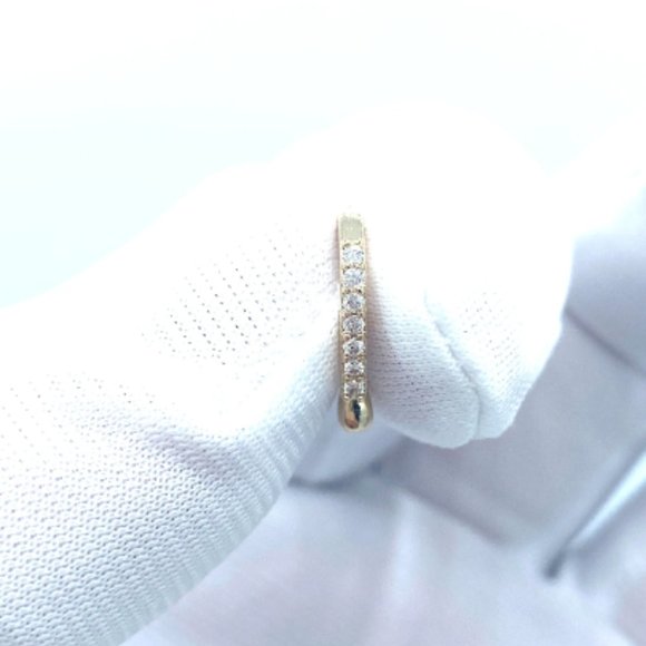 Gold Bar 24 KT Gold Plated Nose Cuff Fake Nose Rings Cubic Zirconia No Piercing - Picture 4 of 5